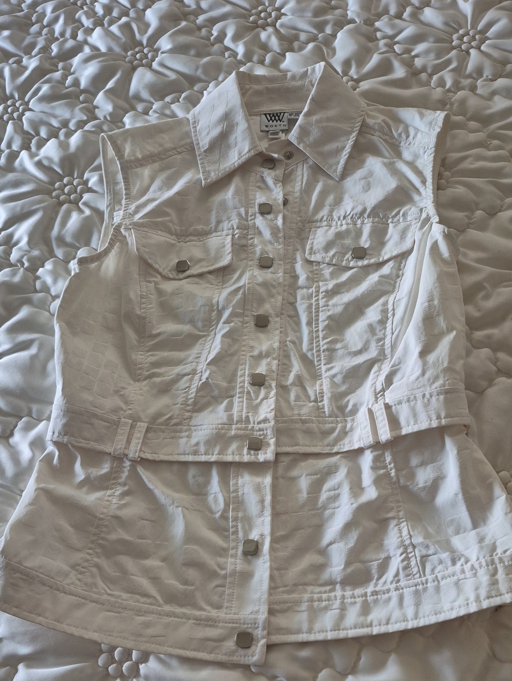 Worth White Textured Collared Button Vest